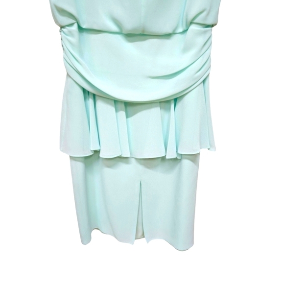 Ursula of Switzerland VTG 80s 90s drop waist crepe dress, light aqua, LS - Picture 6 of 15
